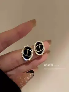 Women's Rhinestone Earrings, Minimalist Retro Style, Multifunctional Daily Accessories, Luxurious Letter Jewelry