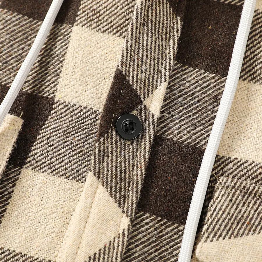 Men’s versatile hooded plaid flannel two-piece set featuring a loose-fit button cardigan that suits all body types; one jacket suitable for lounging, commuting, short workouts, and in-person dates. shirt men Men’s versatile hooded plaid flannel two-piece set featuring a loose-fit button cardigan that suits all body types; one jacket suitable for lounging, commuting, short workouts, and in-person dates. shirt men