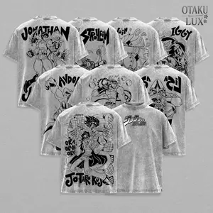 [JoJo's Collection] JoJo’s Bizarre Adventure Universe Washed Tee – Vintage Anime Manga Graphic T-Shirt, Stand Power Streetwear, Joestar Bloodline Design, Heavy Cotton Oversized Unisex Shirt, Retro Washed Anime Tee
