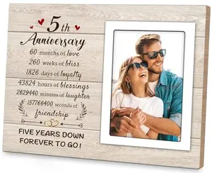5 Year Anniversary Romantic Gifts for Him Her, 5 Year Wedding Anniversary Wooden Gifts - 5th Anniversary Picture Frame Gifts for 4x6 Photos - 5th Anniversary Valentines Gifts for Wife Husband