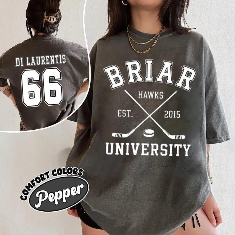Comfort Colors Briar University Di Laurentis 66 Shirt, Off-Campus Crewneck, Hockey Romance Shirt, Briar U , Campus Hockey
