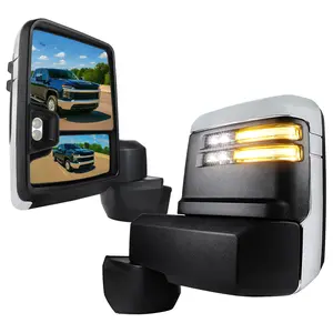 2020-2025 Chevrolet Silverado/GMC Sierra 2500HD/3500HD Power Adjustable, Heated, & Manual Extendable Chrome Towing Mirrors w/ Smoked Lens LED Turn Signal & Clearance Lights