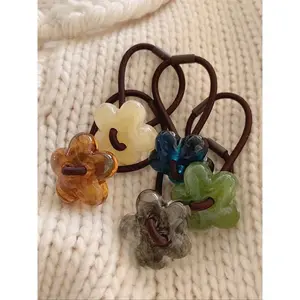 Cute Flower Decor Hair Ties Scrunchies | Colorful Minimalist Hair Accessories | Fashionable for Women Girls Thick Hair