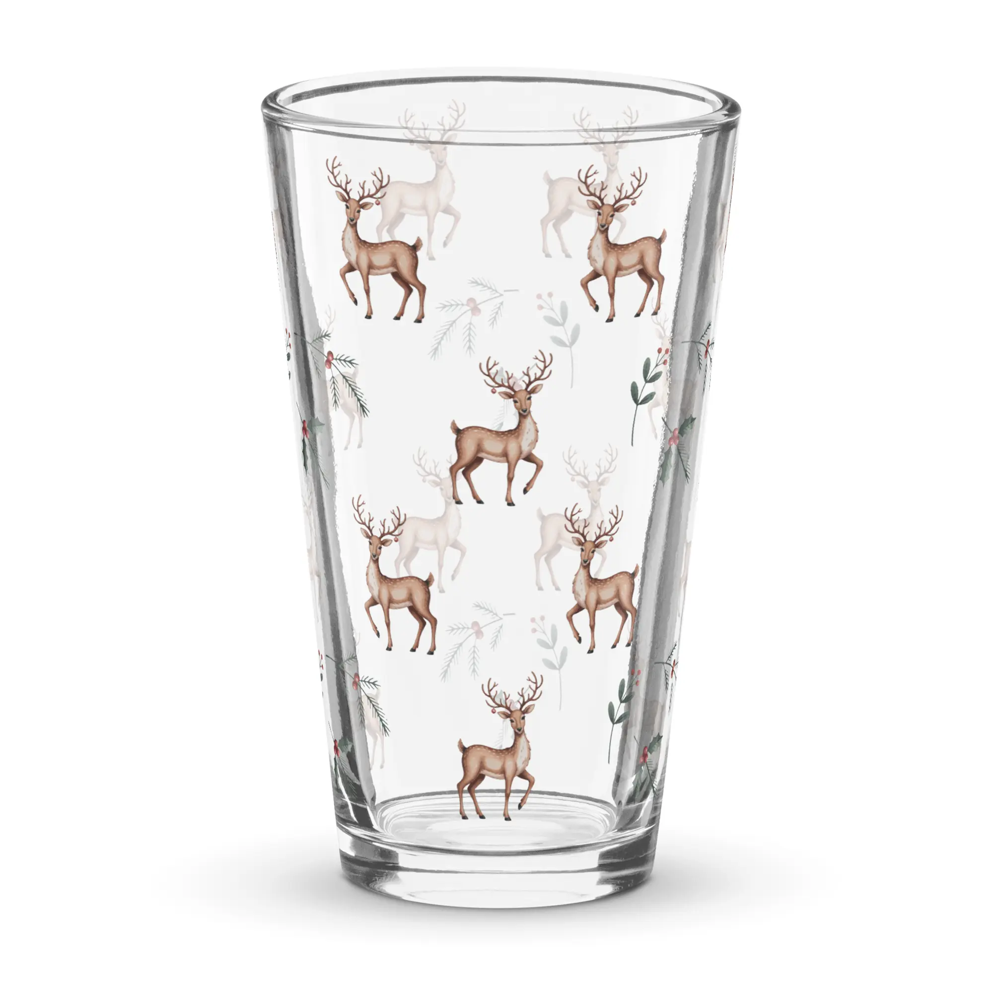Christmas Reindeer 16oz Pint Glass