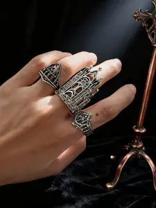 Halloween Gothic Cathedral Adjustable Open Ring - Vintage Silver Spooky Statement Jewelry Vintage Rings Jewelry