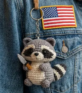 Crochet Raccoon Keychain | Handmade Amigurumi Plush Charm | Cute Funny Animal Keyring | Unique Gift Bag Charm
