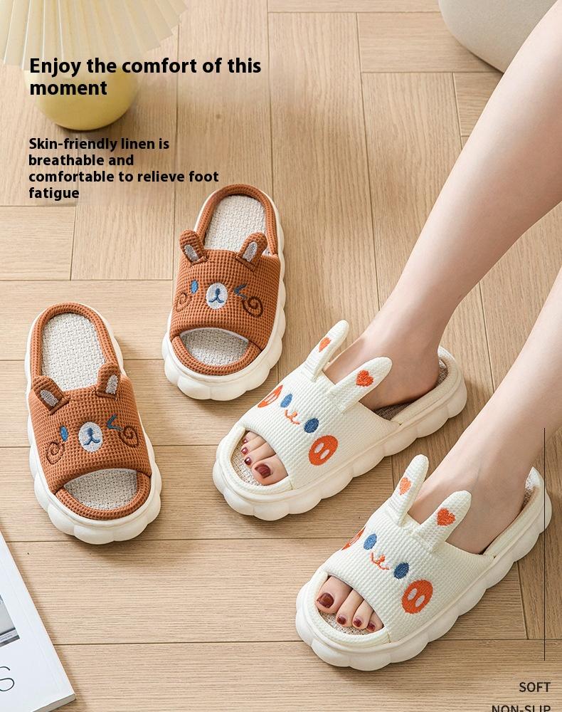 Open Toe Couple Hemp Slippers