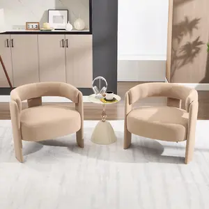 Modern Dining Chair Set of 1,Velvet Fabric Armchair, Comfy Single Sofa Chair，Upholstered Barrel Chair for Living Room Kitchen Office Reading Reception (Set of 1)