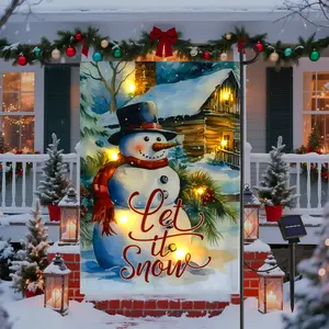 Christmas Decorations, Christmas Garden Flag with Lights for Outdoor, 12x18 Double Sided, Led Solar Lighted Holiday Decoration , Winter Yard Flags for Outside Lawn Porch Decor