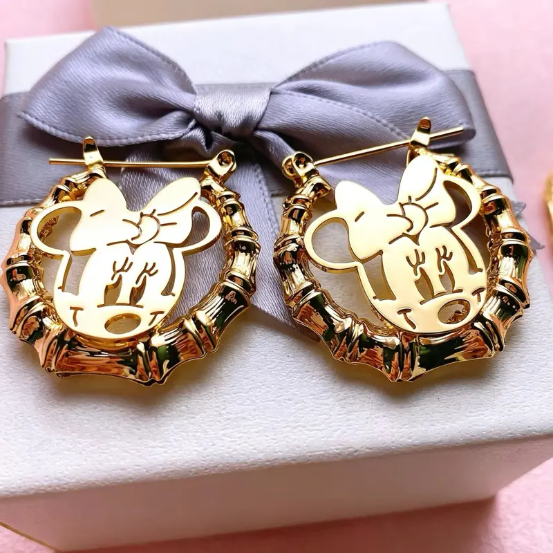 Mickey Mouse Hoop Earrings, Cute Cartoon Character Jewelry for Women, Girls