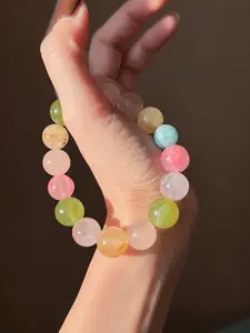 Lumina Amber-Pastel Fluorite Amazonite Jade Zen Style Inner Peace Spiritual Protection Bracelet Natural Crystal Healing Jewelry Unisex Gift