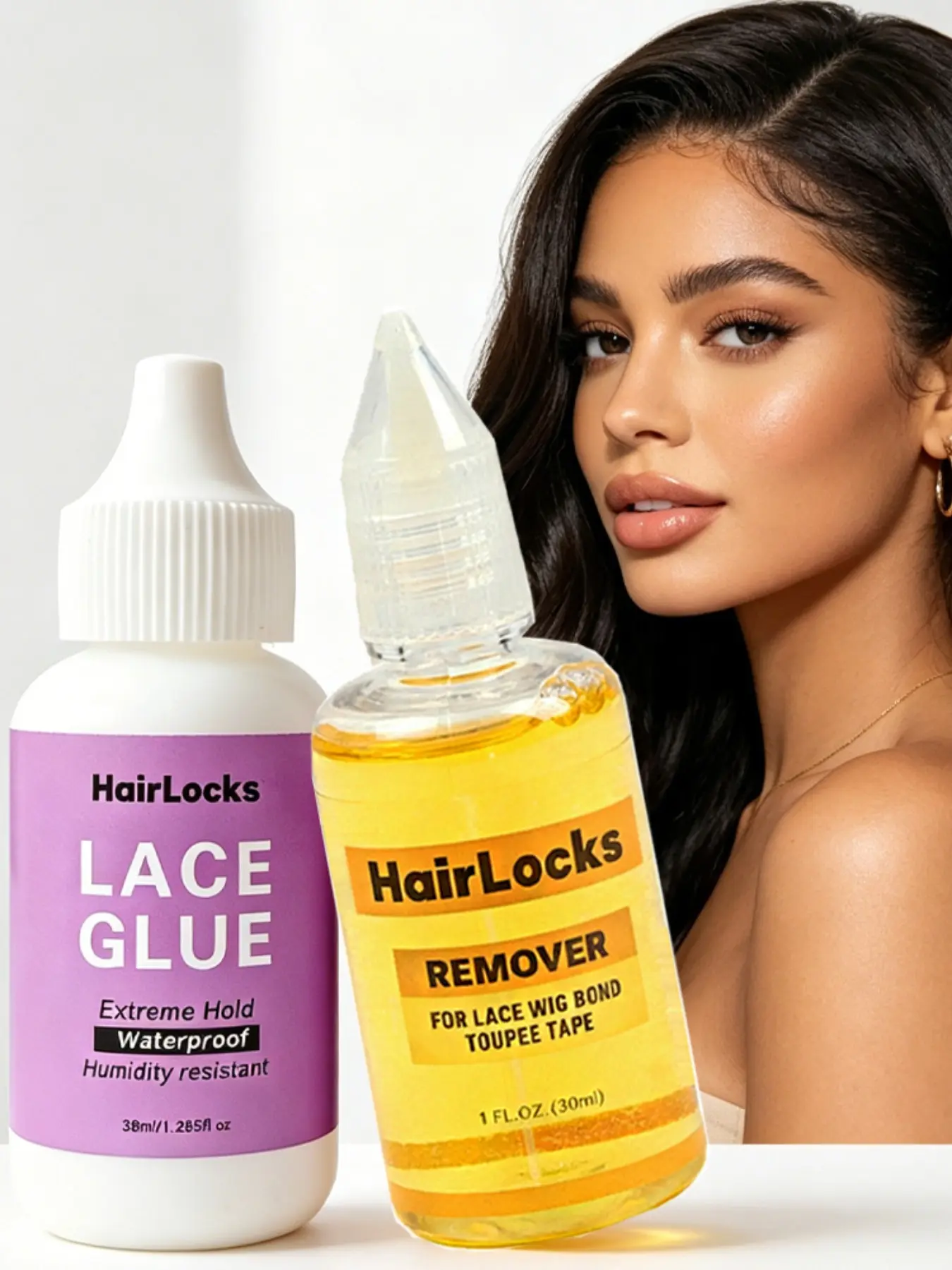 2-Pack Wigs Glue & Remover Set, Invisible Traceless Wig Glue and Remover, Removes Wig Glue Residue, All-Seasons Use, 2-Piece Kit