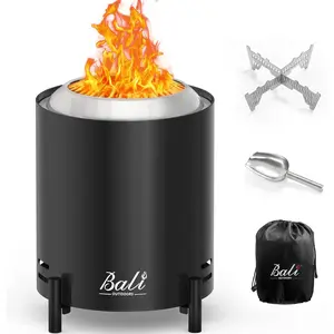 6.5 inch Tabletop Fire Pit Round, Stainless Steel Table Top Firepit Small, Outdoor Smokeless Firepit Portable, Black