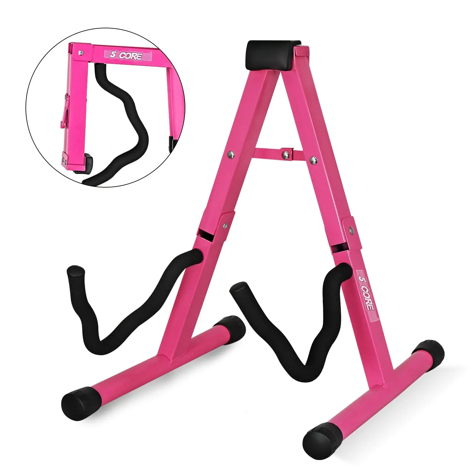 5 Core Guitar Stand A Frame Shape w Soft Foam Arm Non Slip Rubber for Acoustic Electric Bass Ukulele