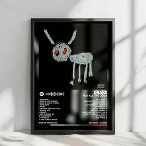 Drake "For All The Dogs" Album Cover Poster - with Complete Tracklist - NO FRAME