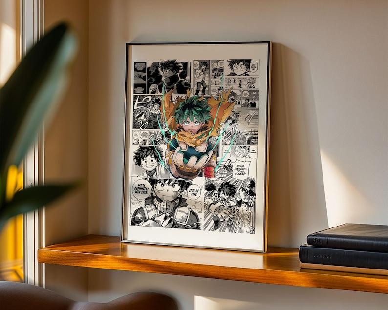 My Hero Academia Deku Izuku Midoriya Manga Panels Poster, Printed Satin Anime Wall Art (Unframed, Print Only)