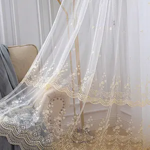 Modern Simple Embroidered Dustproof Insulated Polyester Curtains, Kitchen and Dining Room Decor, Pure Color Transparent Window Shade