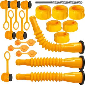 Gas Can Spout Replacement, 3 Kit Yellow Bendable Tubes,Easy Pour Nozzle Can Spouts,6 Screw  Caps with Vent Caps, Can Spout,Gas Tank Nozzle