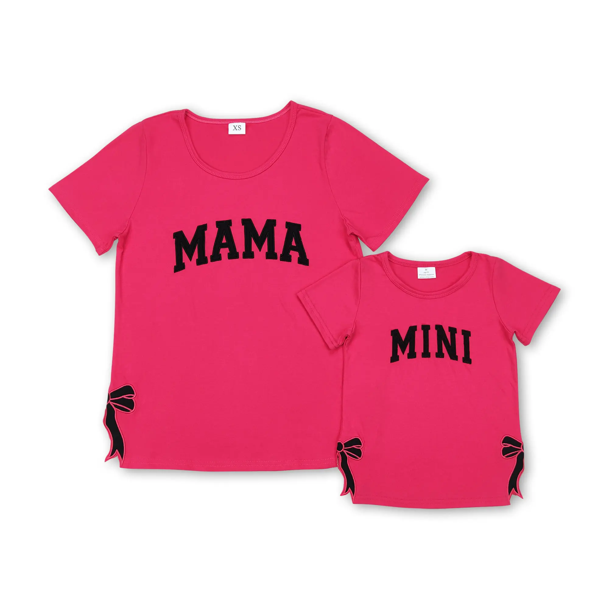 Women's & Girl's 2-Piece Casual Family Cotton Embroidery T-Shirt Set, Summer Fabric Mummy and Me Outfit, Clothes, Embroidery Detail