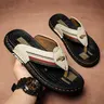 Men's Fashionable Colorblock Flip Flops, Colorblock Design Sandals, Casual Comfortable Flat Sandals for Summer, Lightweight Non-slip Beach Slippers for Daily Wear, Toe Loop Sandal, Stylish Summer Footwear, Flipflops