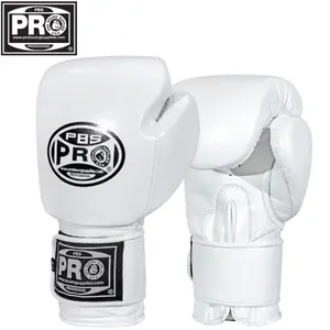 ProBoxing Leather Boxing Gloves – (White) – Training Boxing Gloves for Boxing, MMA, Muay Thai & Sparring – Durable Genuine Leather, Wrist Support, Impact Protection