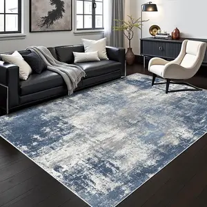 Modern Abstract Style Washable Area Rug, Non-Slip Soft Comfort, Perfect for Living Room, Entryway, Bedroom, Baby Room, Blue Print, Modern Indoor Rug, Decorative Rug, Machine Washable Rugs
