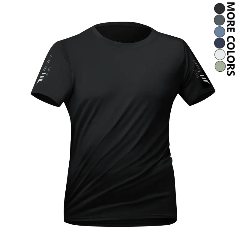Menswear Men's Short-Sleeve Lightning Print & Minimalist Solid-Color Quick-Dry Crew Neck Tshirt - Comfortable, Breathable Sports Top for Summer Casual Wear, Fitness Running