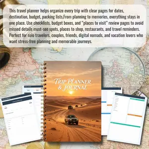 A5 70-page travel planning handbook and journal  portable itinerary checklist template, including daily diary, date, destination, budget, packing list, and other features, spiral-bound, specially designed for travel planning