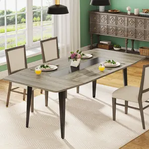 Tribesigns Dining Table for 6-8 People, 70.8 Inches Large Kitchen Table with Metal Legs, Wood Dining Room Table for Kitchen, Family Gathering Room