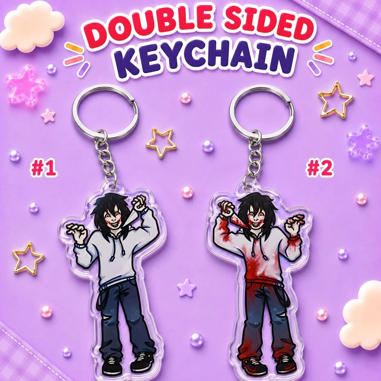 Jeff the Killer Double Sided Epoxy Keychain