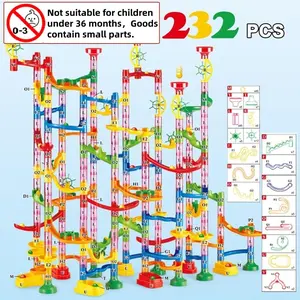 232-Piece Advanced Interactive Fun Marble Toy Set with 45 Marbles, Educational Building Blocks and Marble Run Racing Kit, Perfect Birthday Gift for Boys and Girls Aged 6-12