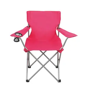 Ozark Trail Basic Quad Folding Camp Chair with Cup Holder Fuscia