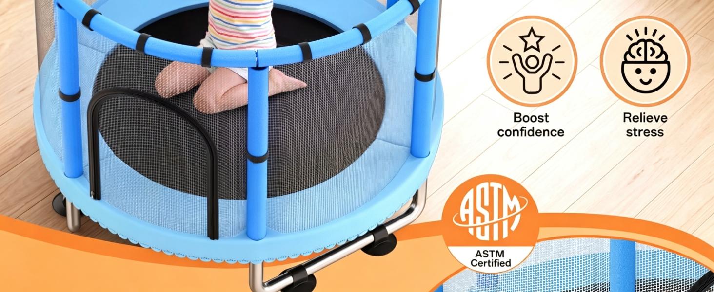 Toddler Trampoline with Safety Net,440lbs Kids Trampoline Indoor Outdoor,Mini Trampoline Playset for Boys & Girls, backtoschool, glowup