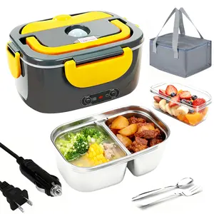 Heating Lunch Box 80w Electric Food Warmer 1.5L Portable Heater for Travel Office Use, Stainless Steel Car & Truck Heating Container