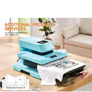 DYLANCARLAIN Máquina de prensa de calor de 15 x 15 pulgadas con liberación automática, impresión inteligente de camisetas para HTV, sublimación y transferencia de calor, incluye 8 reglas de camiseta, azul