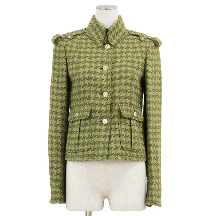 Pre-owned CHANEL Tweed Small Leather Goods Houndstooth Jacket