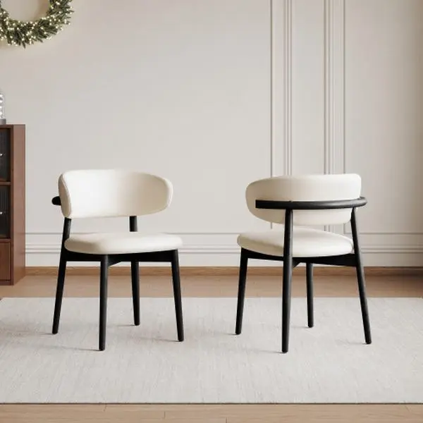 Bellemave Mid-Century Modern Wooden-Leg Dining Chairs (Set of 2) - Comfortable, Durable Indoor Dining Room Furniture, Easy to Assemble for Kitchen, Living Room