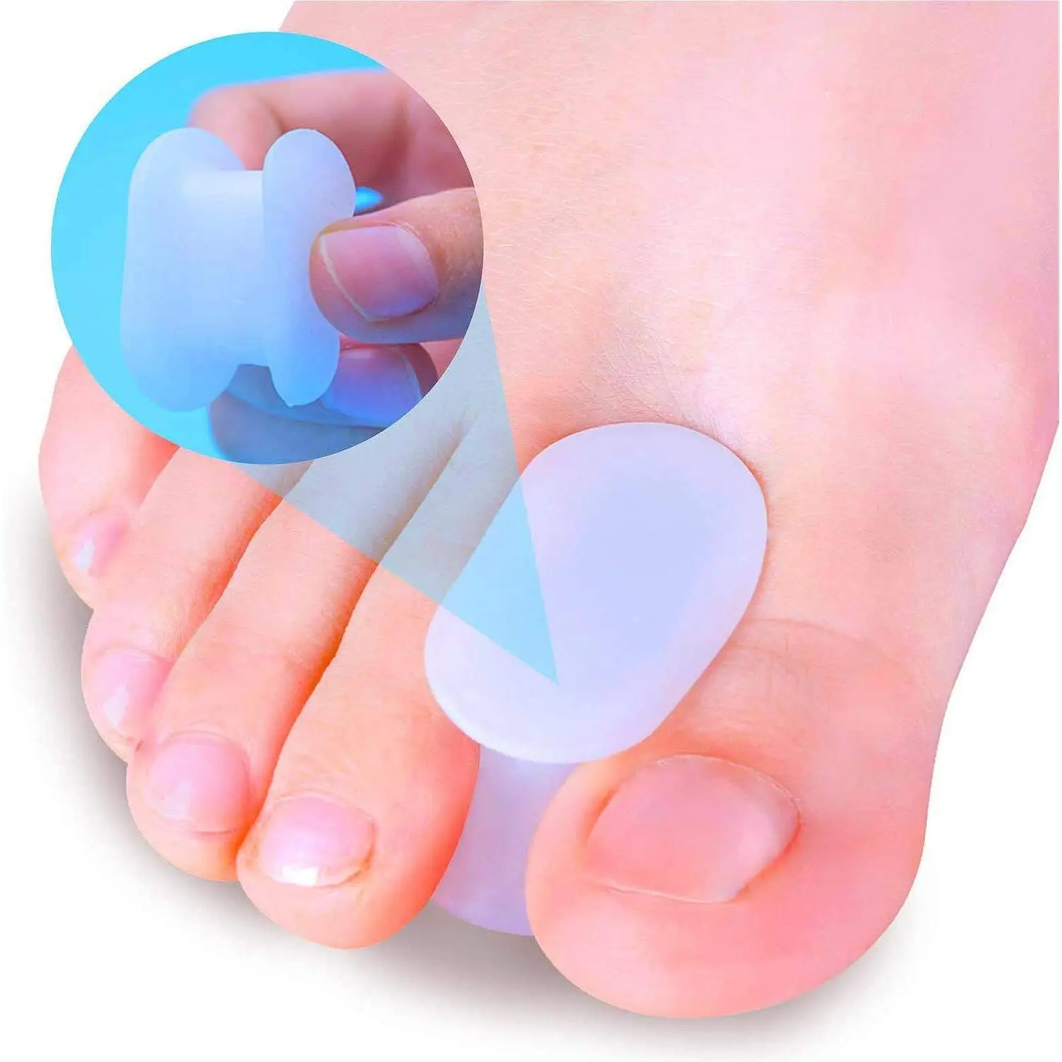 10-Pack Silicone Gel Toe Spacers, Large-Size Bunion Corrector for Pain Relief, 0.5" Thick Orthotics for Overlapping Toes (Pedicure Tool)