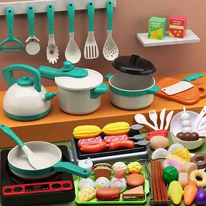 Kids Kitchen Toy Set, 73pcs Pretend Cooking Playset with Pots, Utensils, Cookware, Food, Play Kitchen Accessories, Learning Gift for Ages 3+, Christmas Birthday Present