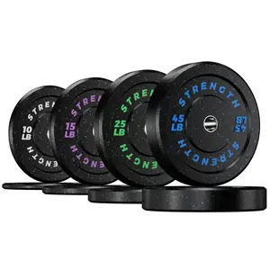 Bearbro 10/15/25/35/45LB Olympic Bumper Plates, High-Bounce Olympic Weight Plates with Colored Fleck-Rubber Weights Plates for Weight Lifting and Strength Training