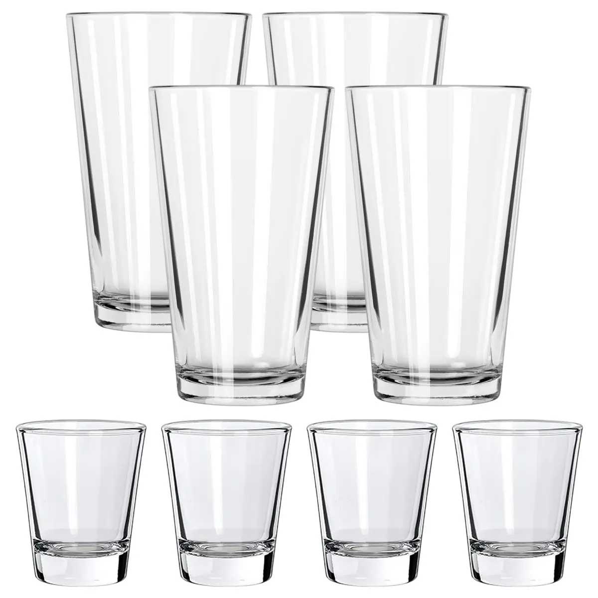 2/8 Pack Drinking Glasses Set, Durable Glass, Includes 1/4 Pack 16oz Beer  Glasses and 1/4 Pack 1.5oz Shot Glasses, Perfect for Daily Use, Drinkware, Drinking  Glassware - TikTok Shop