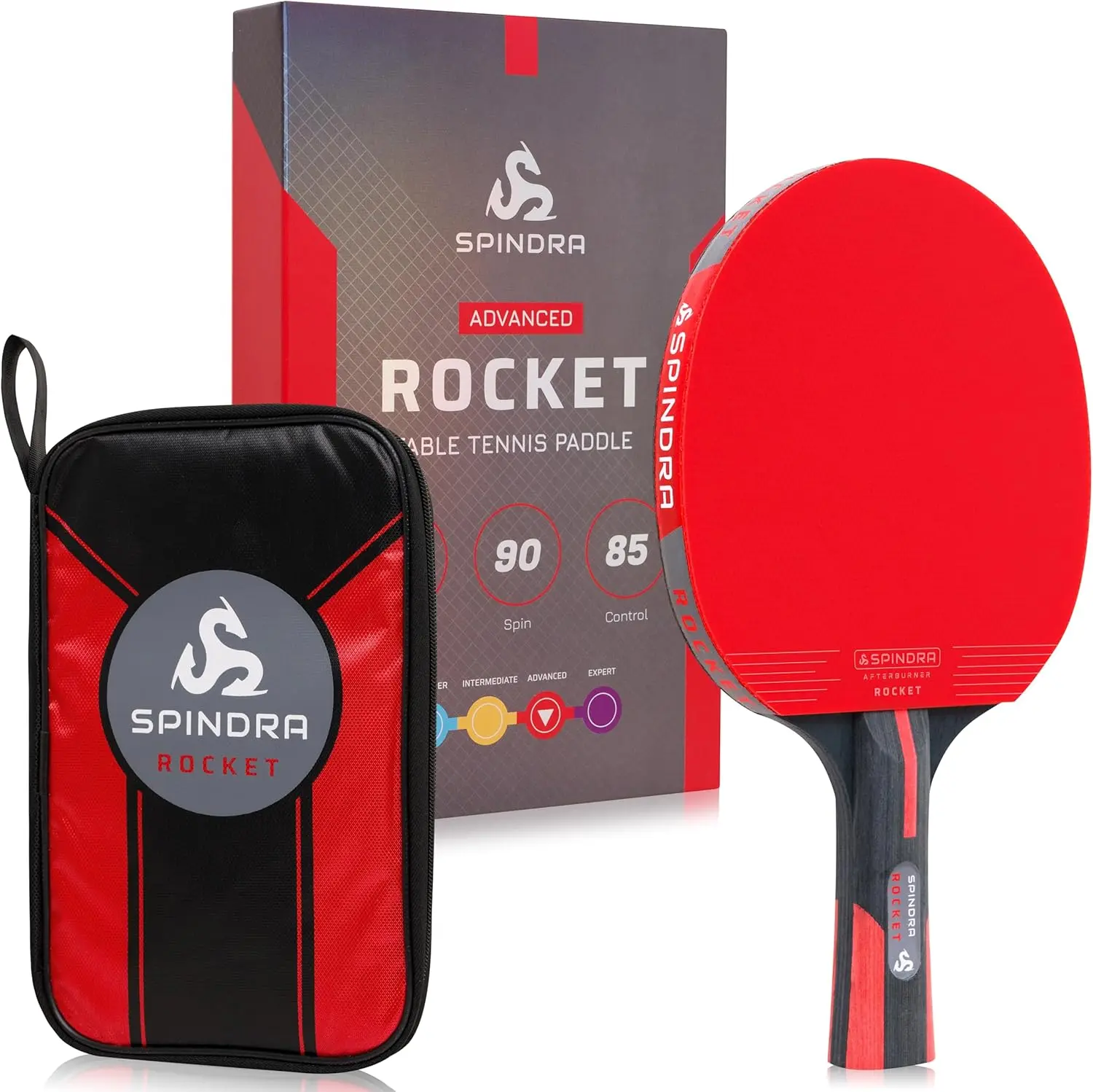 Performance Ping Pong Paddles, Advanced-Expert Table Tennis Paddles for Each Skill Level with Professional Rubbers & Carbon Layered Blades, 2025 Upgrade with Protective Case to Boost Your Game Spindra Table Tennis