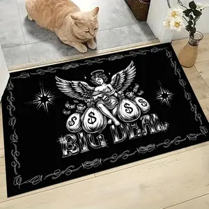 Money Angel Welcome Mat, Long Rectangular Home Decor Rug, Entrance Door Mat for Living Room Bedroom Kitchen Outdoor Areas
