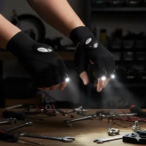 LED Touch Gloves with Brightness Control | Waterproof Anti-Slip Work Gloves for Outdoor Running, Fishing, Camping, Car Repair, Fishing Accessories | Durable Reflective Safety Gear for Night Adventures & Emergency Tools