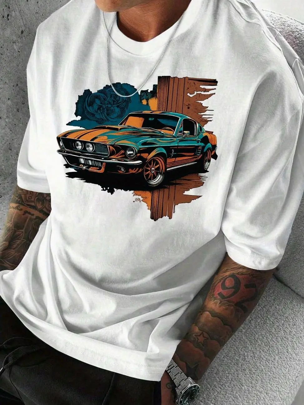 Vintage Truck Graphic T-Shirt, Lumberjack Style Casual Cotton Tee, Breathable Short Sleeve Top for Outdoor Wear 3U
