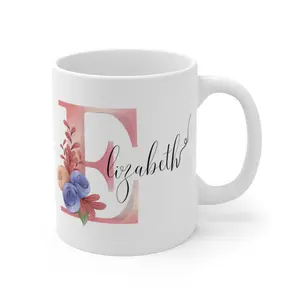 Personalized Coffee Cup With Name Design, Custom With Cute Letters Decoration Mug 11oz Drinkware Tumbler Washable Reusable Reuse Ceramic