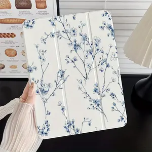 Elegant Blue Flower Branch Design Pattern Beautiful Four-Corner Shockproof Tablet CaseSuitable for iPad Mini, Air, Pro 4, 5, 6, 7 (2017, 2018, 2019, 2020, 2021, 2022, 2023, 2024, 2025 models), and Samsung S6, 7, 8, 9, 10FE + A7 LITE tablet cases.