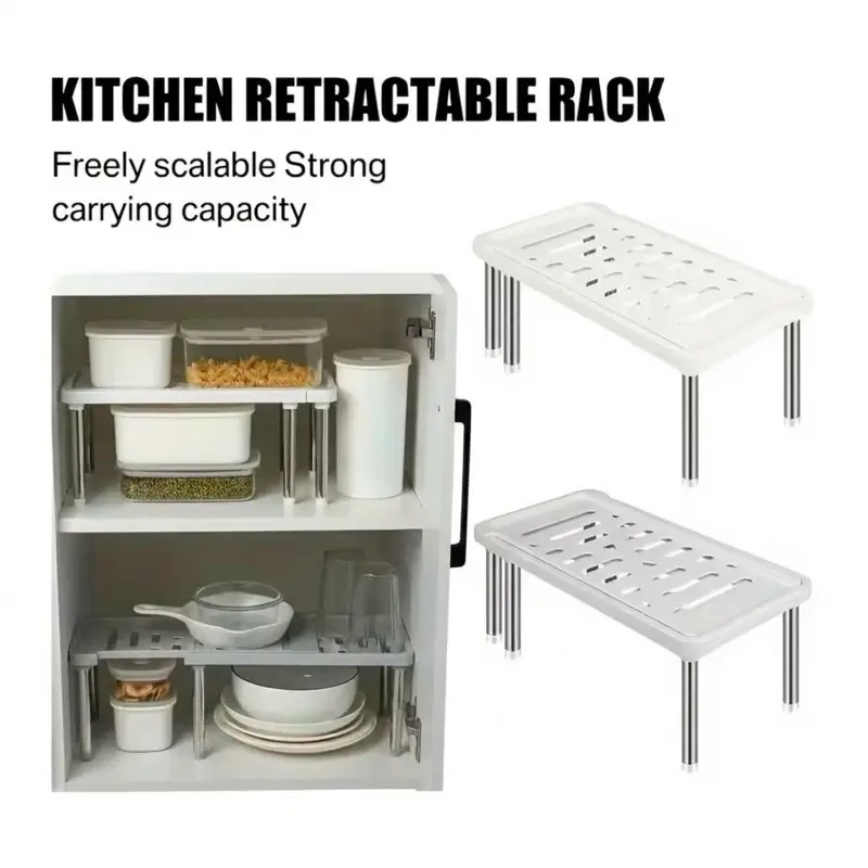 Extendable Shelving Unit (1 Piece) - Multi-purpose Household Storage Rack, Seasoning Bottle Organiser