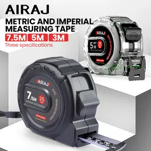 AIRAJ Steel Tape Measure 3-7.5m Extended Length Dual-Sided High Precision Durable Construction Ruler, Wide Metric Manual Operation Tool, Accurate Measurement Instrument