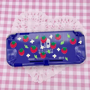Strawberry Clear Switch Lite Case | Hard Plastic Console Cover for Travel